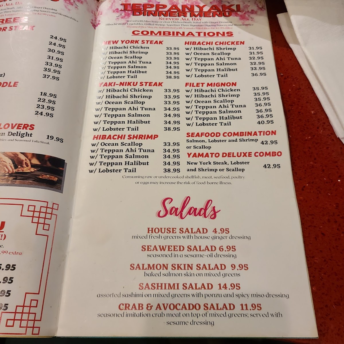Yamato Restaurant Menu - Image 1